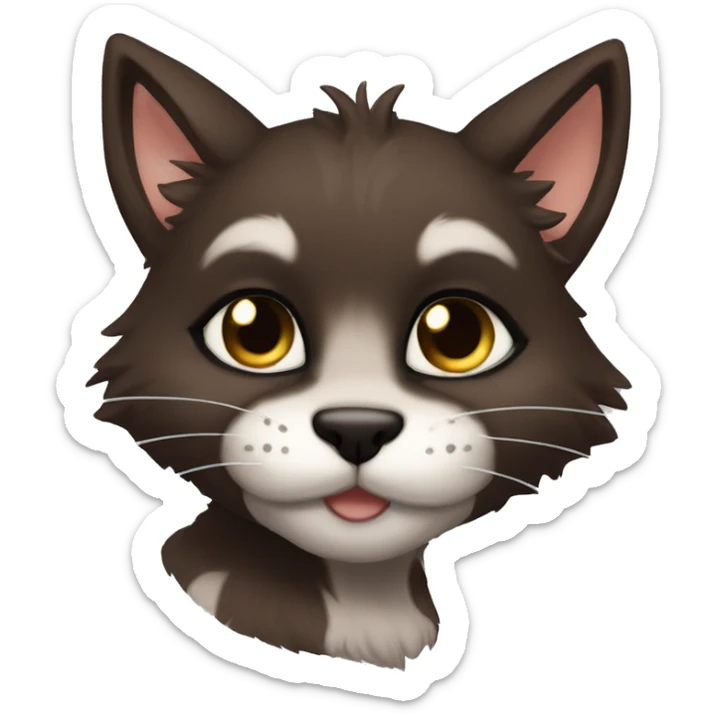Anthro Shy Cute Cool Edgy Pretty Dark Brown Furry Feline Animal Anthro Sona sticker