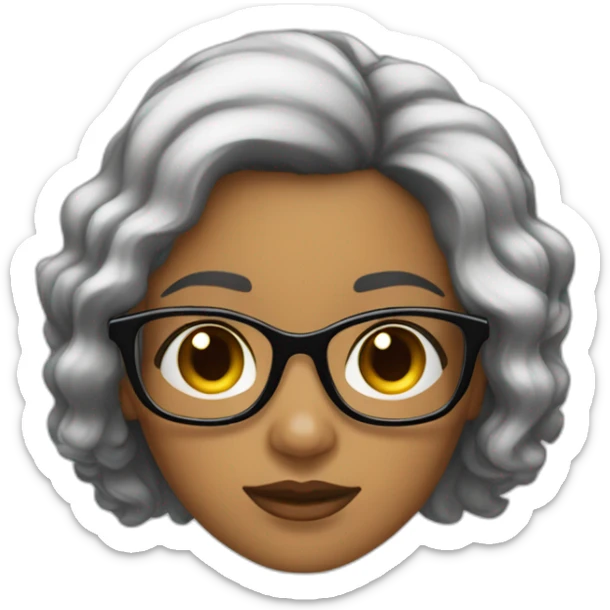 mujer bonita pelo negro con pelo tomado y lentes opticos sticker