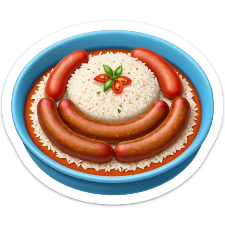 emoji of Rougail saucisse meal. Typical Reunion island meal sticker
