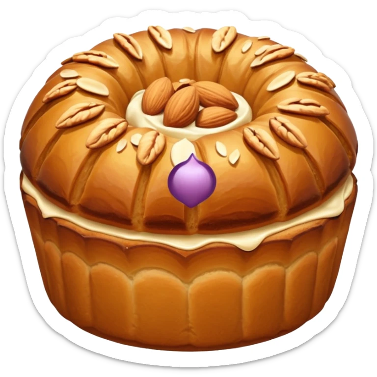 Alsacian kougelhopf with almonds on the top. The base is a bit larger than the top part sticker