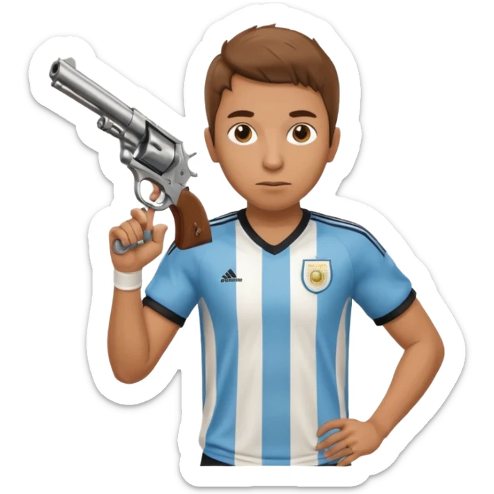 haz un turro con una biszera para atras y con un arma remera argentina pero arma de fuego que tenga un revolver  solo sticker