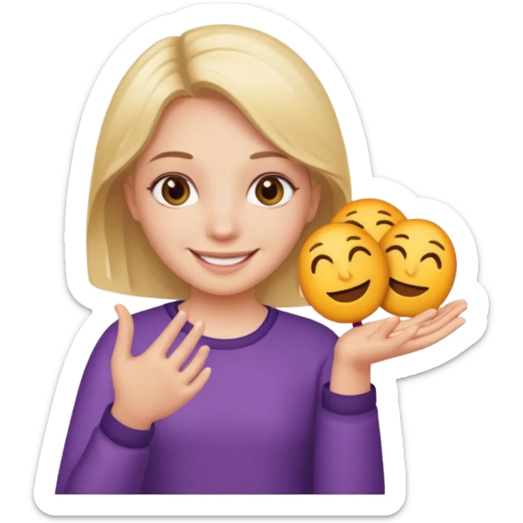 girl holding a six in one hand and a seven in the other hand sticker