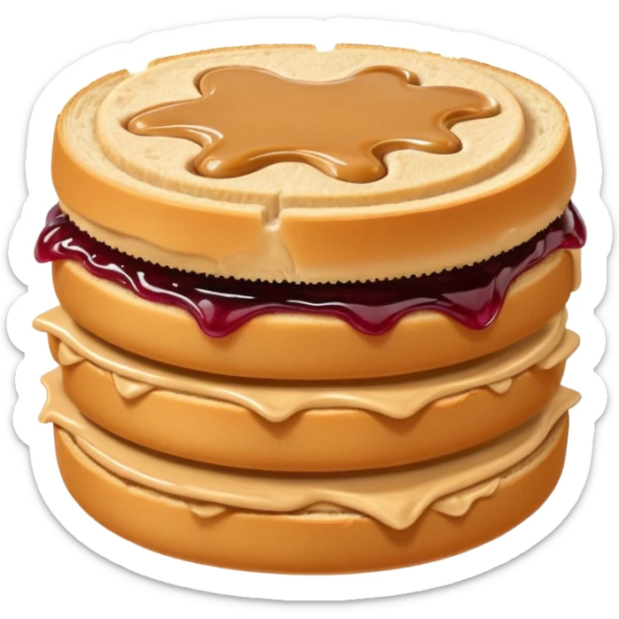 a round uncrustable sandwich with crimped edges and a bite taken out of it sticker