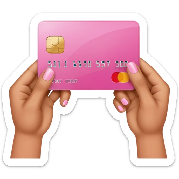 cree une main avec 5 doigts qui tien une carte de crédit 💳 rose sticker