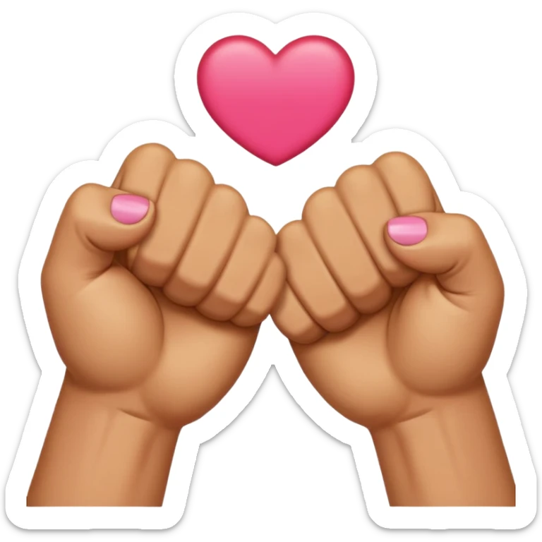 fist bump, big fist and small fist, with a happy heart as background sticker