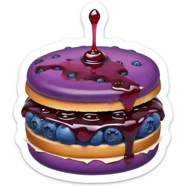 Make an emoji of a blueberry patty (small) that's broken off a bit so you can see the blueberry jam sticker
