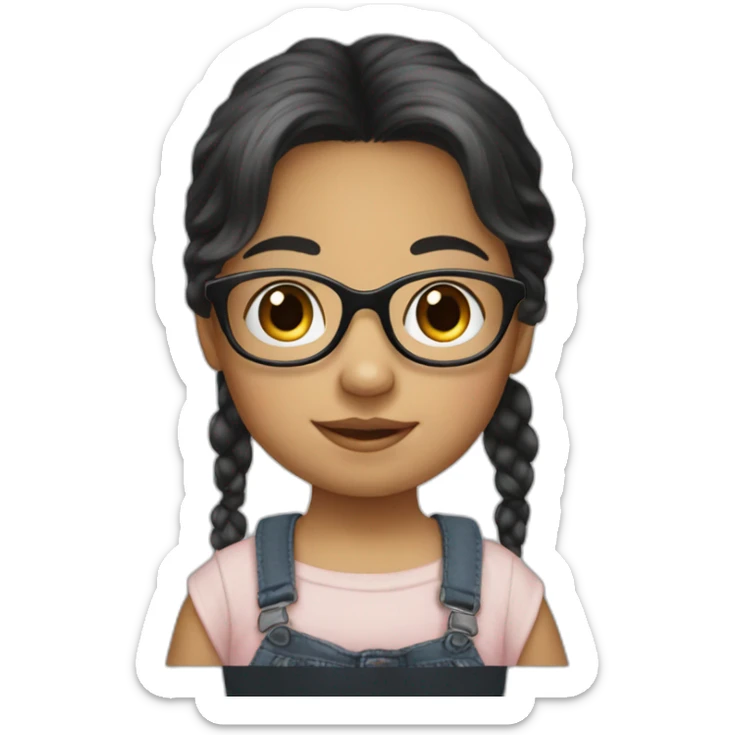 a baby with black hair in the arms of a 13 year old girl with blond hair and glasses sticker