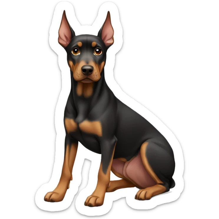 Doberman mix dog full body with fawn Frenchie full body sticker
