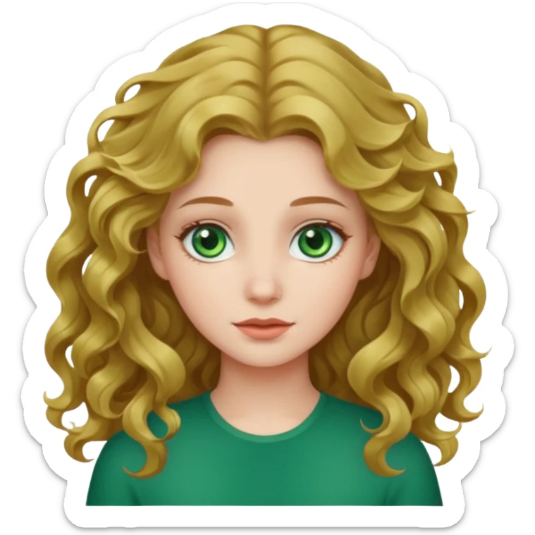 white-skinned girl with wavy hair and green eyes sticker