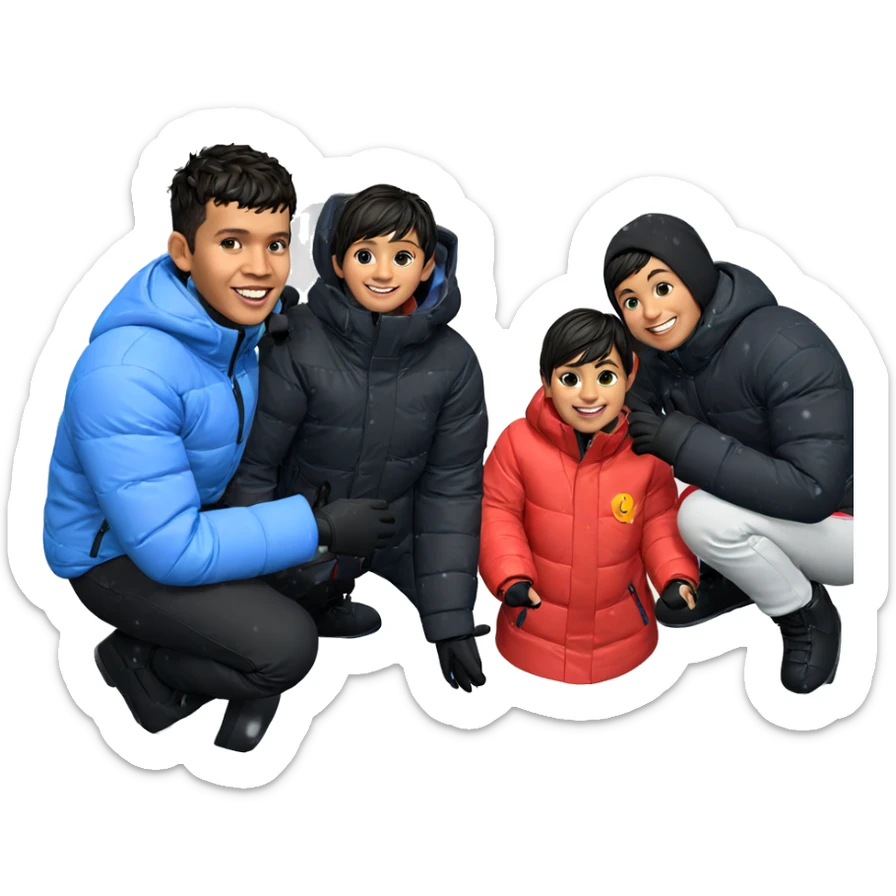 smiling child in snow coat sticker
