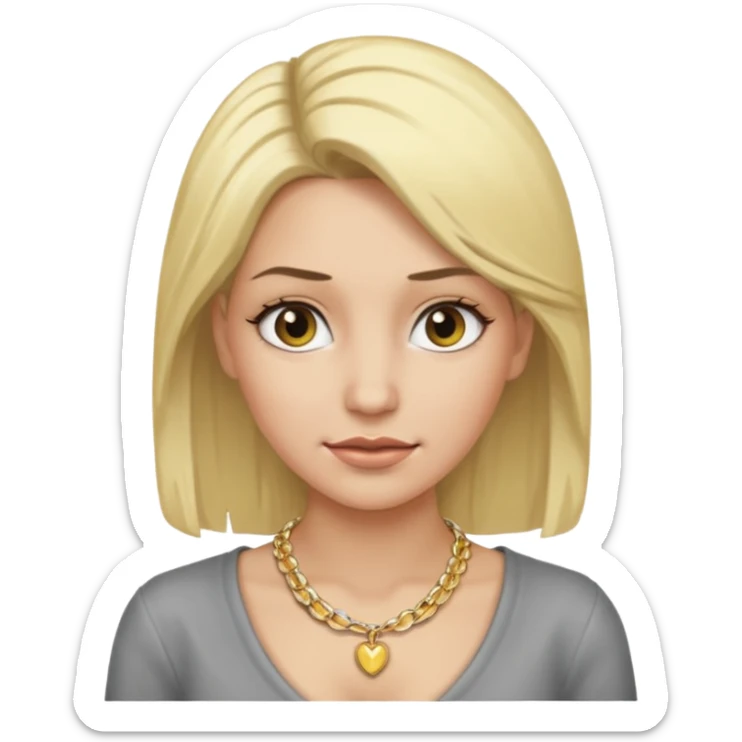 Female with Gold Necklace, grey skin,blonde hair, different expressions. sticker