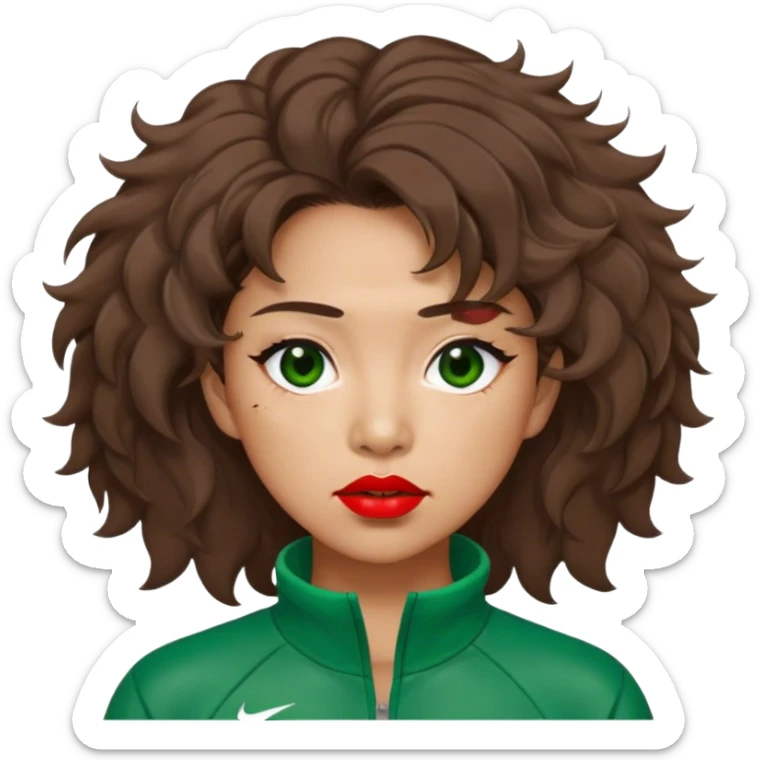 Han Mi-nyeo : Age: Late 60s
Appearance: A middle-aged woman with wrinkles, frizzy, messy brown hair and dramatic red lipstick.
Outfit: Green player tracksuit sticker