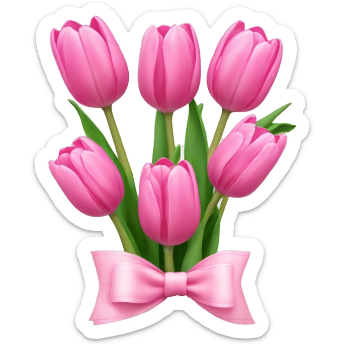 Pink tulips with a bow sticker
