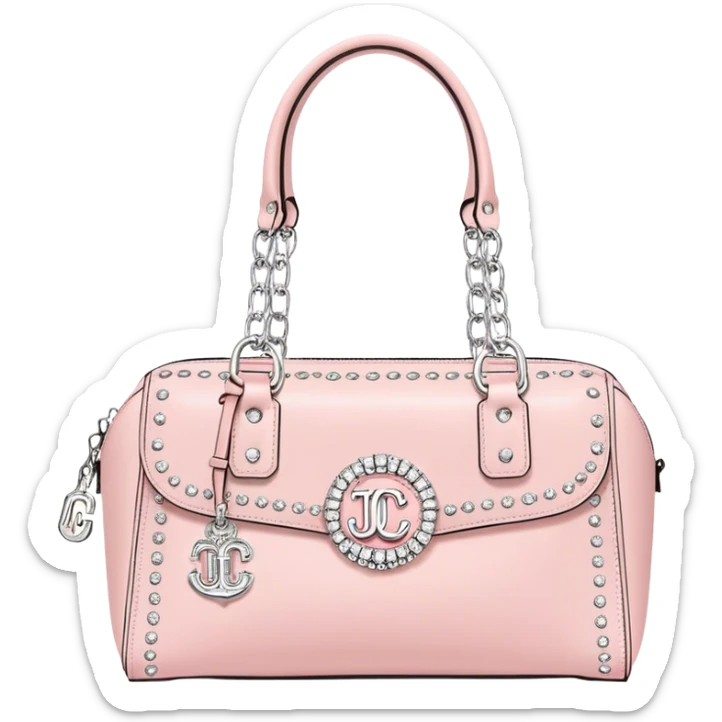 pale pink juicy couture purse with big JC on the front bling bling sticker