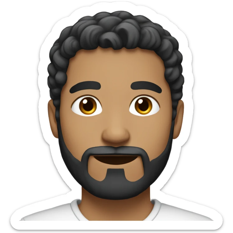 Muslim male with black slightly curly hair, big beard, and light brown skin. sticker