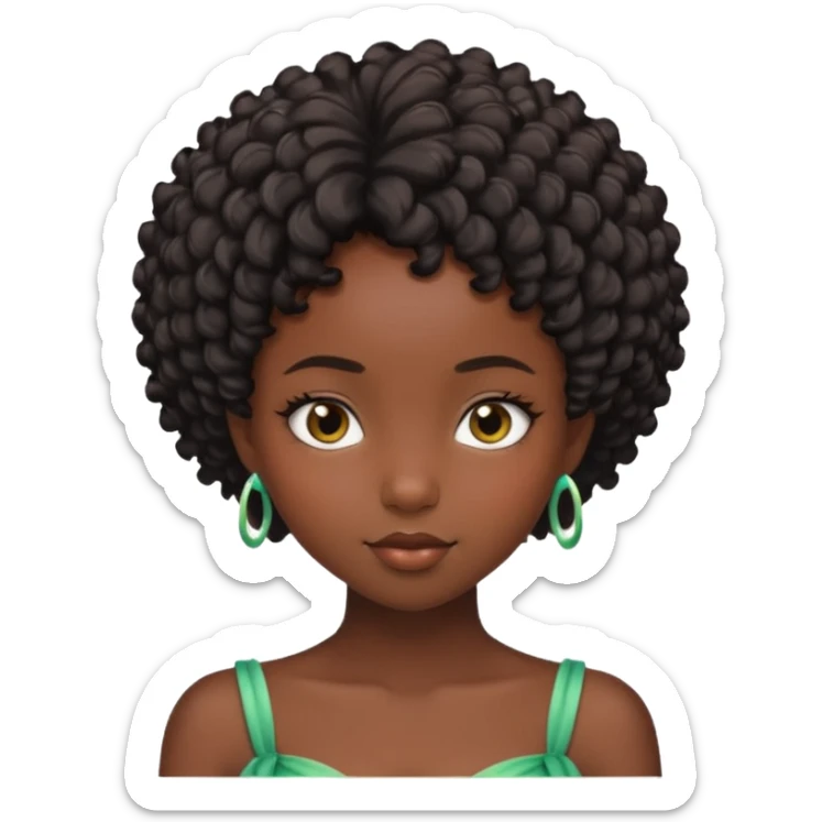 Black skin girl with short round coily hair fairy sexy  sticker