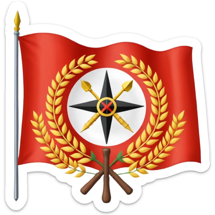 The flag of East Germany (the German Democratic Republic or GDR) consisted of the traditional German black, red, and gold horizontal tricolor, distinguished by a central emblem of a Centered in the red band, the national emblem featured a hammer, a compass, wreath of wheat. sticker