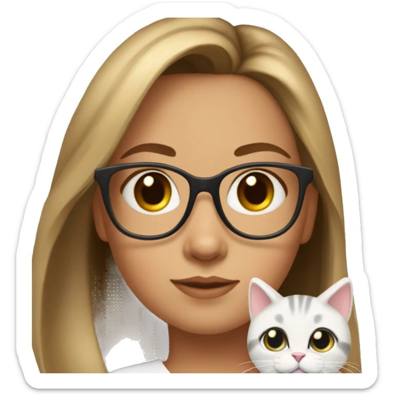 girl with brown hair and blonde highlights and cat eye glasses with baby girl  sticker