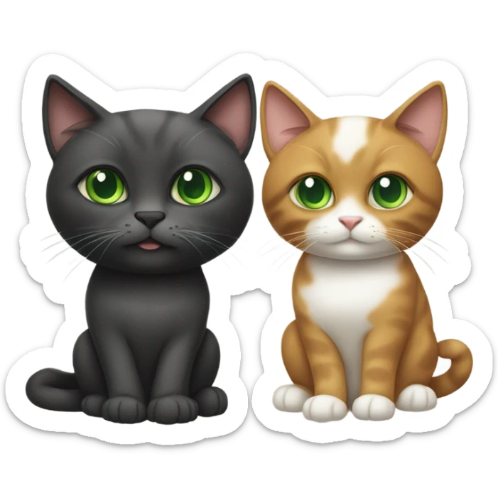 a purebred cat with big ears and green eyes, next to him I am a brunette sticker