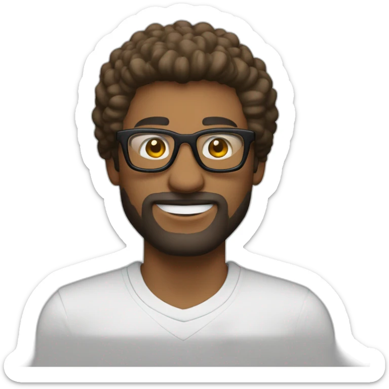 hombre con lentes,color blanco  pelo castaño, vestido con nike dunk, feliz sticker