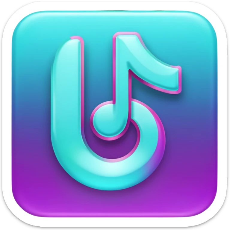 Purple and Cian Symbol of TikTok app sticker