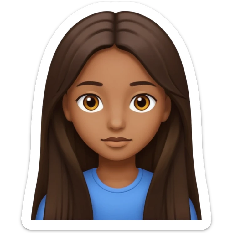girl with straight long hair and brown eyes, brown skin sticker