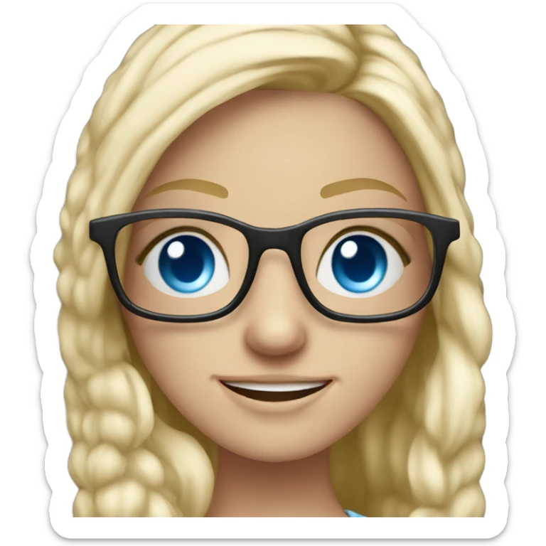 Realustic blonde girl with glasses smiling blue eyes taking pictures with a camera  sticker