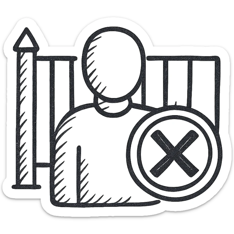hand drawn outline of a person with a stop sign in front of a gate sticker