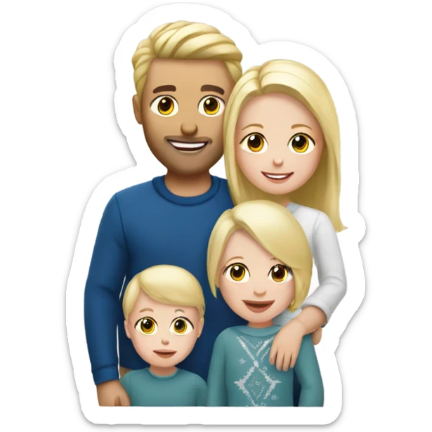 White family of 3 with a baby blond girl in christmas spirit sticker