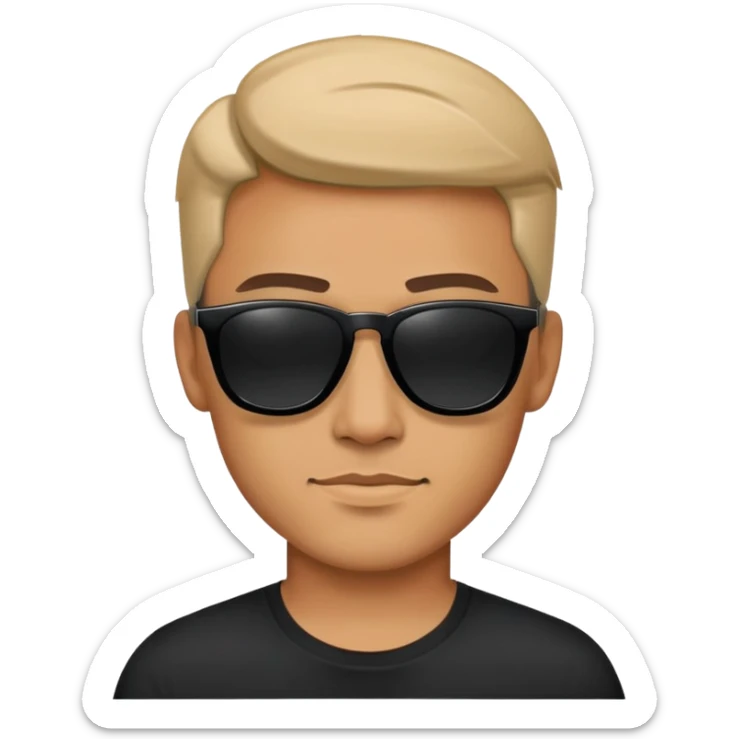 male portrait with black shirt and vita sunglasses  sticker