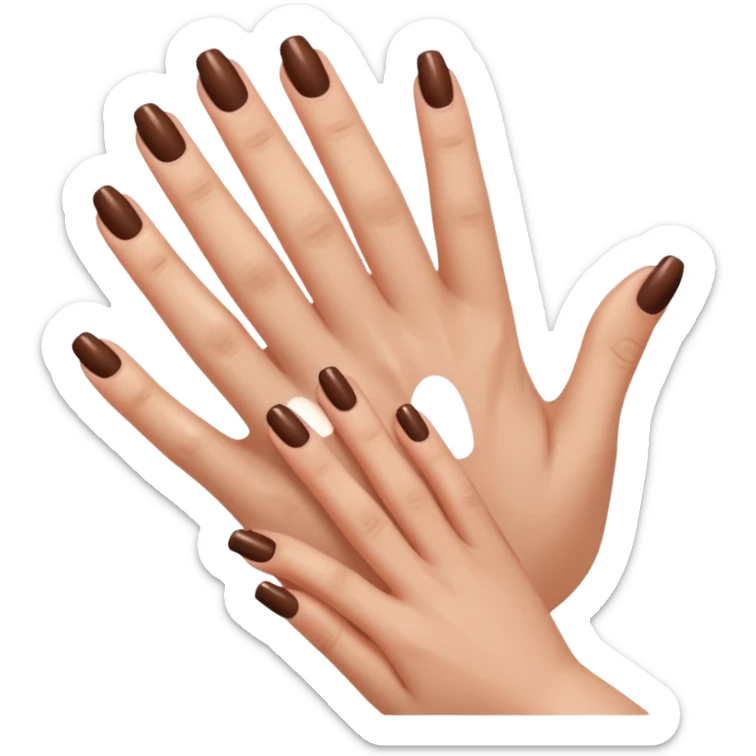brown nails on a hand with 5 finger, but a pretty and feminine hand, fingers should not be spread apart sticker