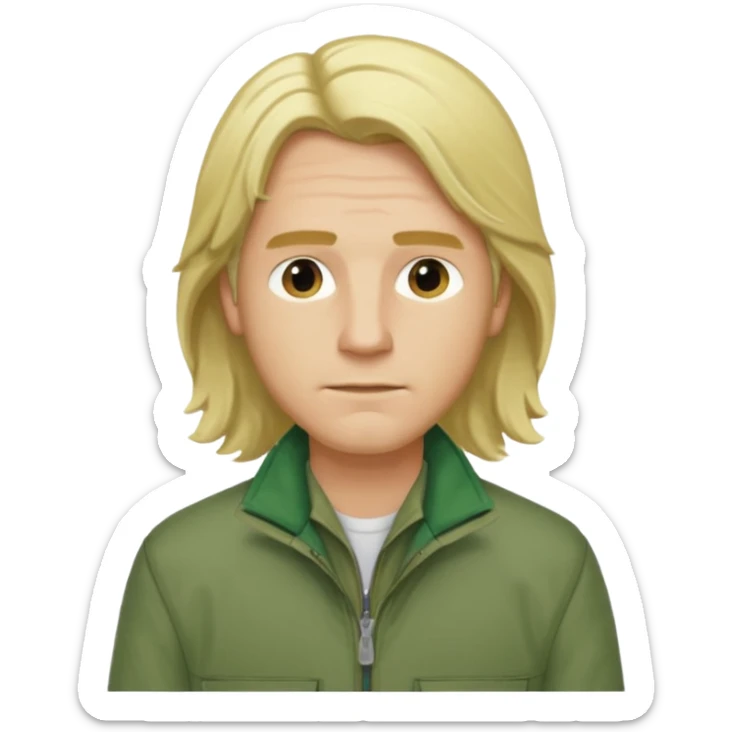 james silent hill a man with blonde long  hair and green jacket sticker