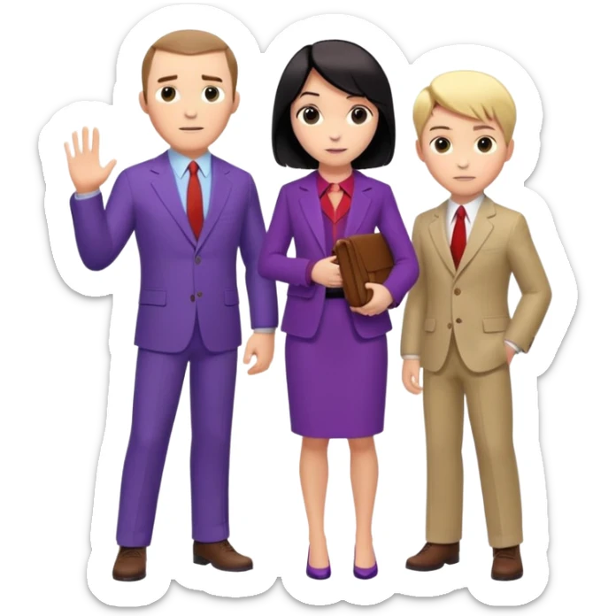 The Parr family from Incredibles in civilian clothes - Bob in business suit, Helen in casual clothes, Violet teen with black hair, Dash blonde boy, baby Jack-Jack sticker