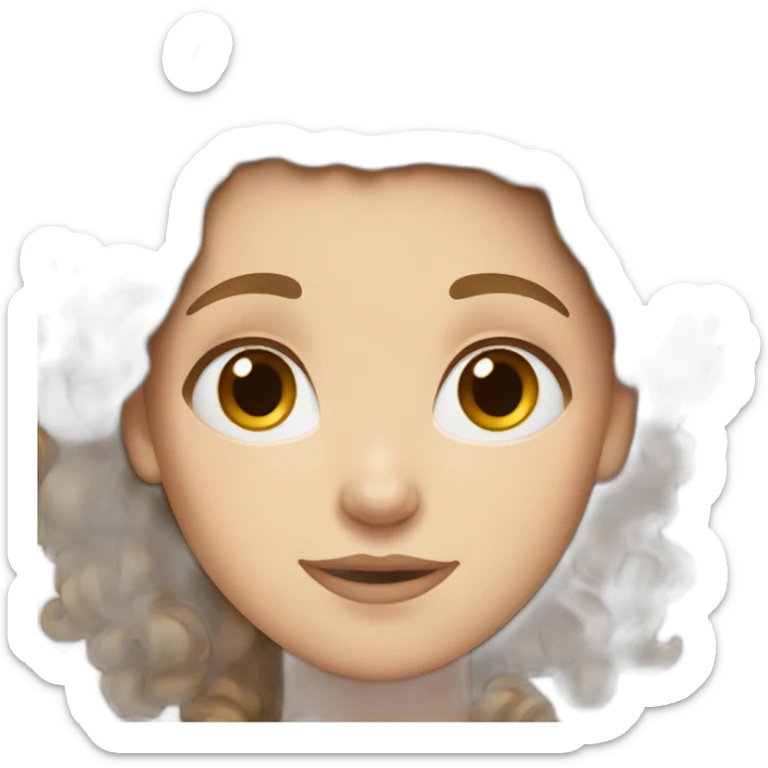 Very very White girl with brown and vary curly hair  sticker