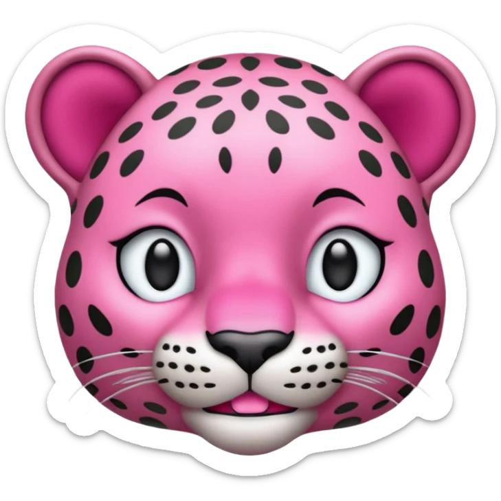 Emoji leopardo rosa cuerpo entero de lado y más realista sticker