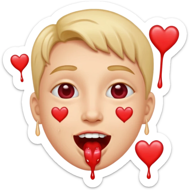 quelqu'un tres content avec des coeur a la place des yeux et de la salive qui coule de sa bouche. il faut des coeur a la place de yeux sticker