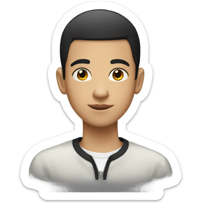 Teenager boy with black hair colour and buzz cut haircut  sticker