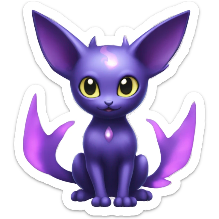 Shiny Cute Kawaii Ethereal Dark Noibat-Delcatty-Espeon-fusion-hybrid full body sticker
