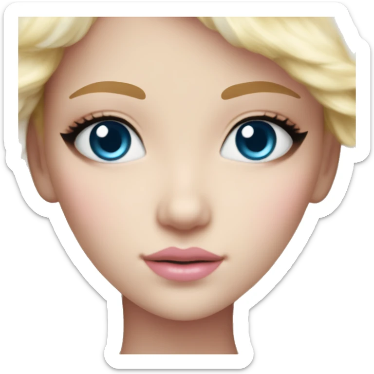 ocean blue doll eyes, blonde hair, feminine, pink, girl, angelic sticker