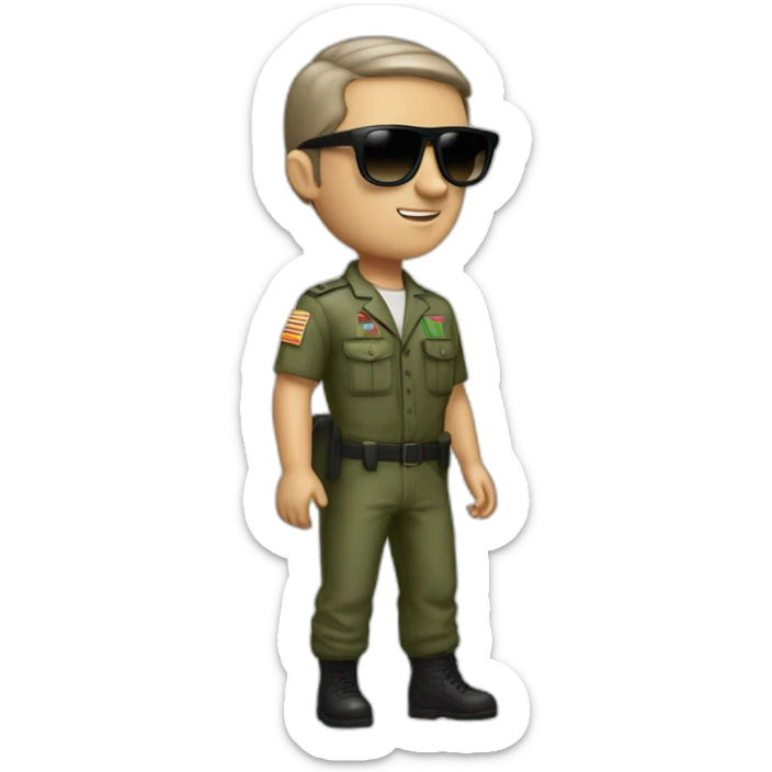 Italian white playboy with military short hairs and dark sunglasses and italian-like clothes  sticker