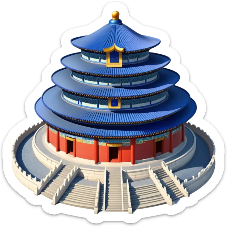 Temple of Heaven, round blue roof building, traditional Chinese architecture emoji sticker