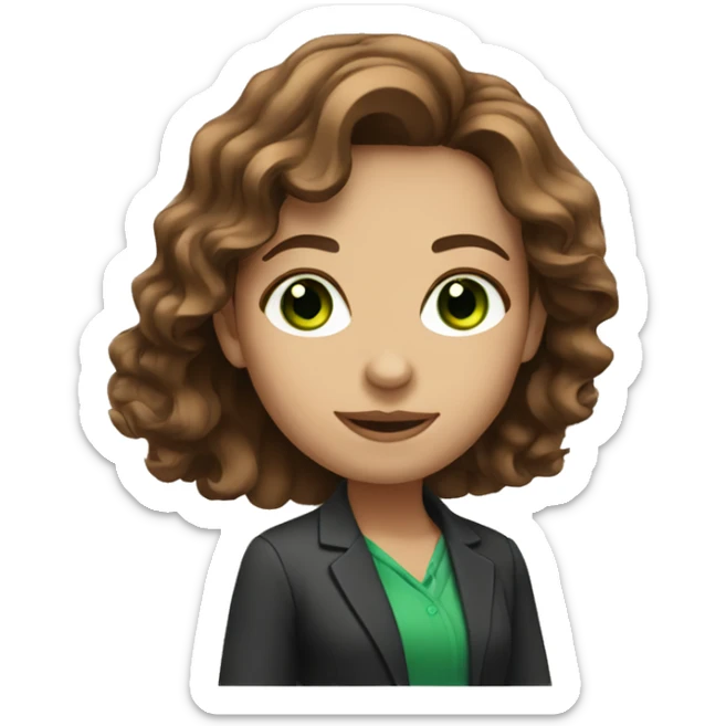 Investor girl with green eyes and Wavy brown hair sticker