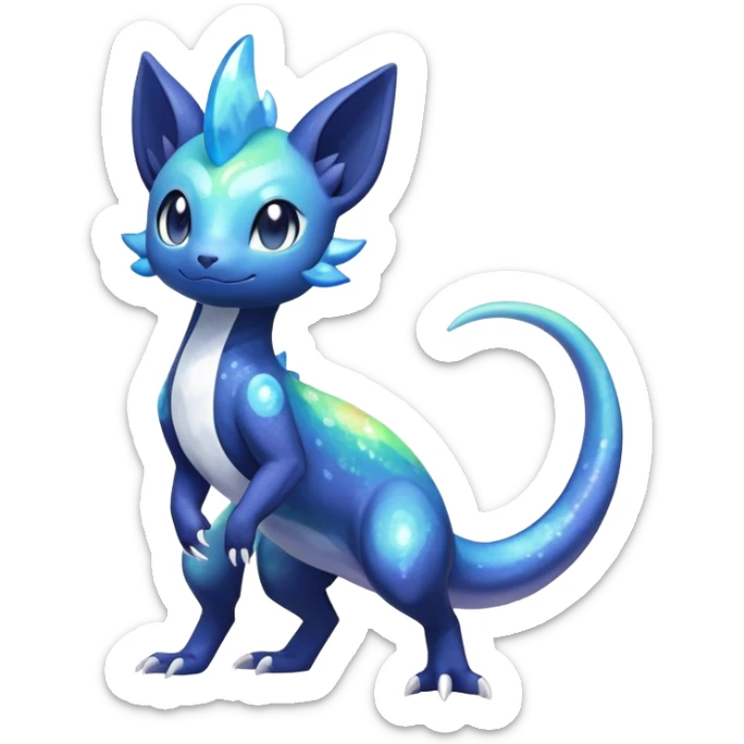 Rainbow crystal mix Shiny pastel Nebulae Salandit-Meowstic-Noibat-Fakémon-hybrid-creature (full body)  sticker