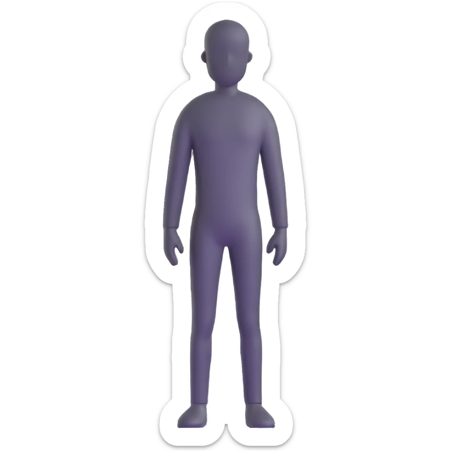 grey human silhouette with no facial features, no face, no eyes, no nose, no mouth, simple outline sticker
