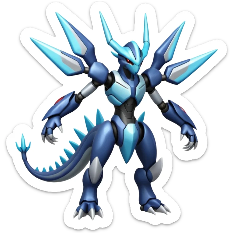 Edgy cool Dialga-Genesect-Miraidon-Darkrai-Deoxys-Giratina-Palkia-Meloetta-fusion sticker