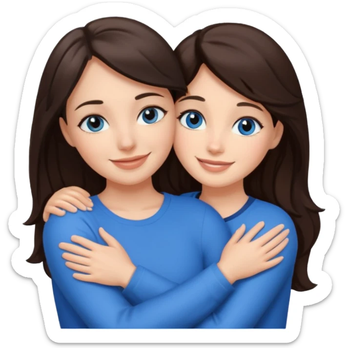 Brunet z ciemnymi oczami przytulający się do brunetki z niebieskimi oczami sticker