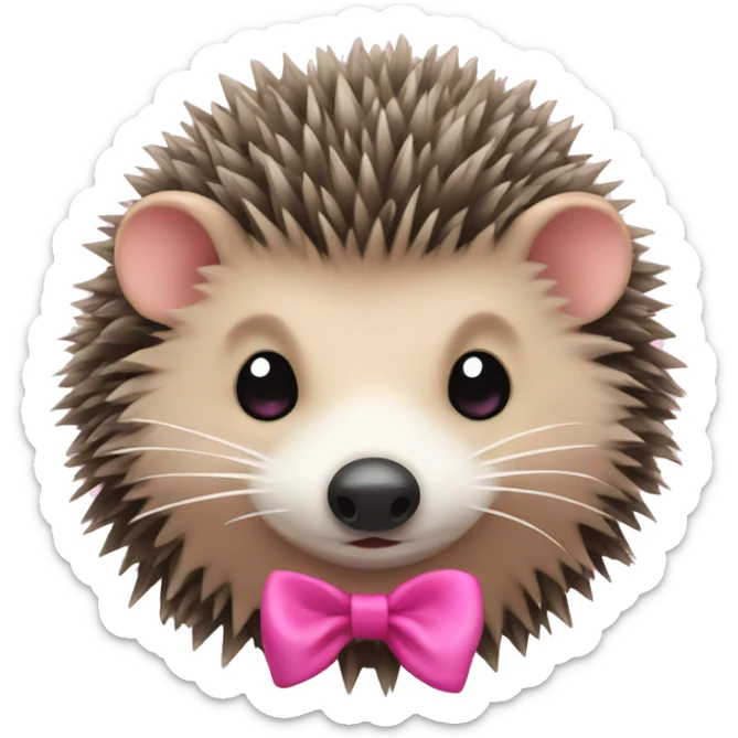 hedgehog with a pink bow sticker