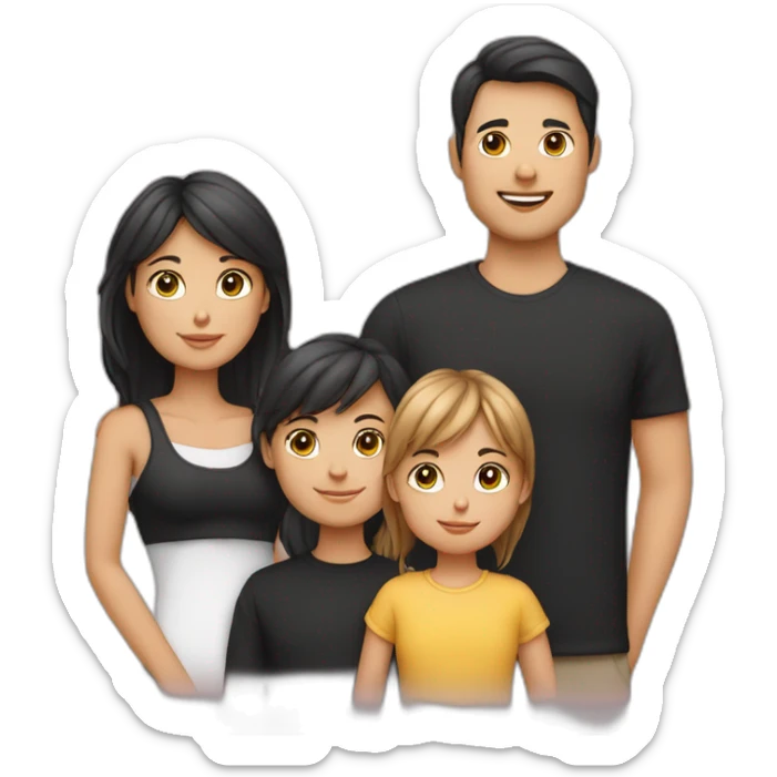 Family of 5- mum-dad-baby girl-2 cats 1white 1 black sticker