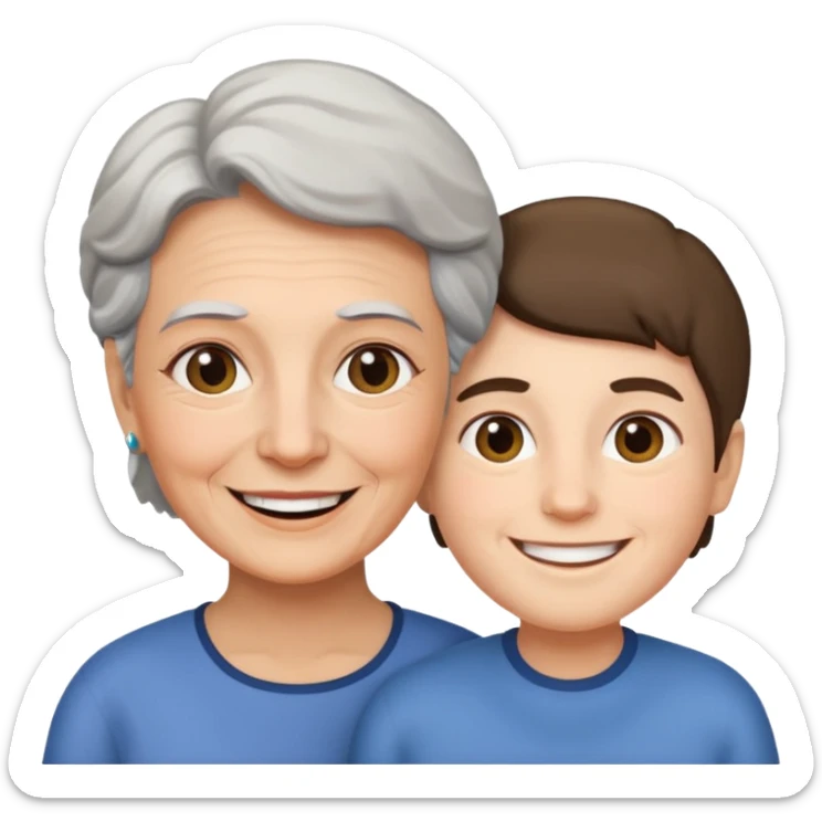 lo mismo que estas haciendo solo coloca alado de la abuela un hombre joven  sticker