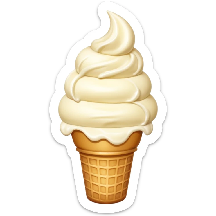 A single scoop of ice cream, smooth and creamy texture, glossy and soft, realistic, high detail, simple and cute design, isolated on white background, centered composition
 sticker